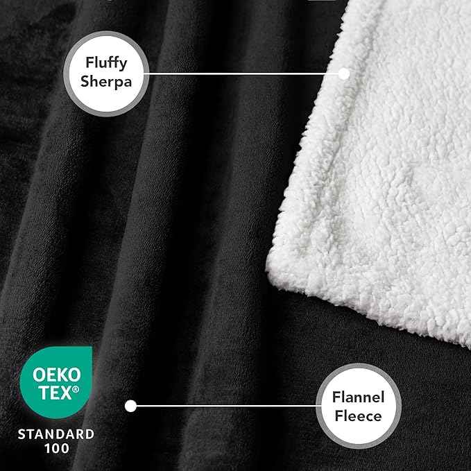 PetAmi Waterproof Dog Blanket for Couch, Large 60x40, Pee Proof Sherpa Fleece Reversible Pet Throw, Furniture Protector for Bed Sofa Kennel, Soft Washable Cover for Medium Dogs Cats, Black