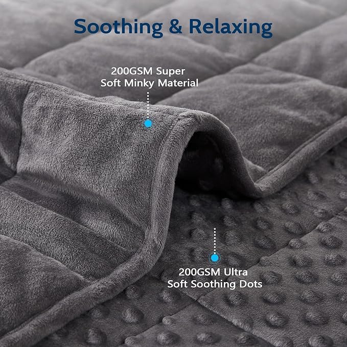 L'AGRATY Weighted Blanket - 36"x48" 5lbs Minky Dots Heavy Blanket with Glass Beads Soft Breathable for All-Season Summer Fall Winter Thick Comfort for Sleeping