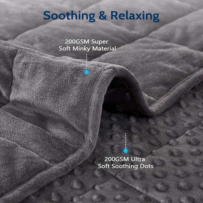 L'AGRATY Weighted Blanket - 36"x48" 3lbs Minky Dots Heavy Blanket with Glass Beads Soft Breathable for All-Season Summer Fall Winter Thick Comfort for Sleeping