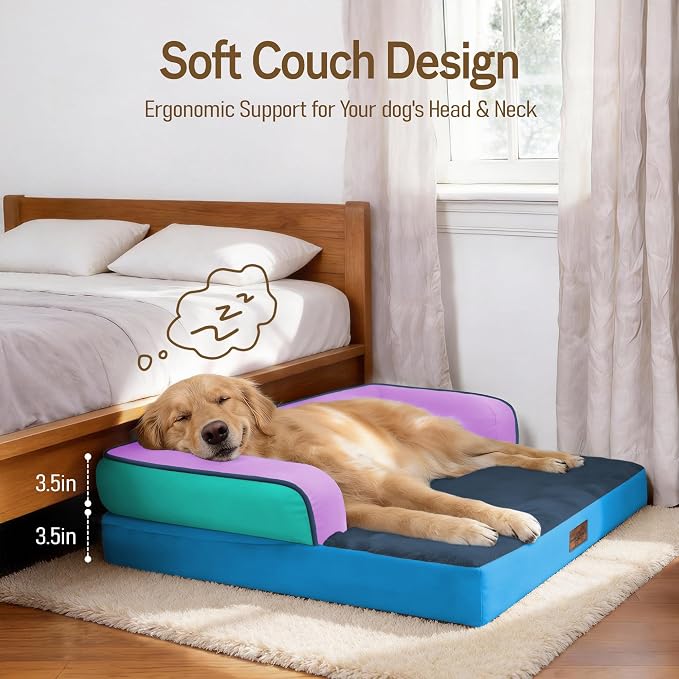 Comfort Expression Extra Large Dog Bed Orthopedic - XL Orthopedic Dog Beds Memory Foam Pet Couch Waterproof Sofa Bolster with Removable Cover - 42 x 30