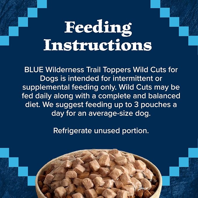 Blue Buffalo Wilderness Trail Toppers Wild Cuts Chicken & Beef Variety Pack, Natural Wet Dog Food Made with Natural Ingredients, Protein-Rich & Grain-Free Recipes, 3-oz. Each (12 Pouches)