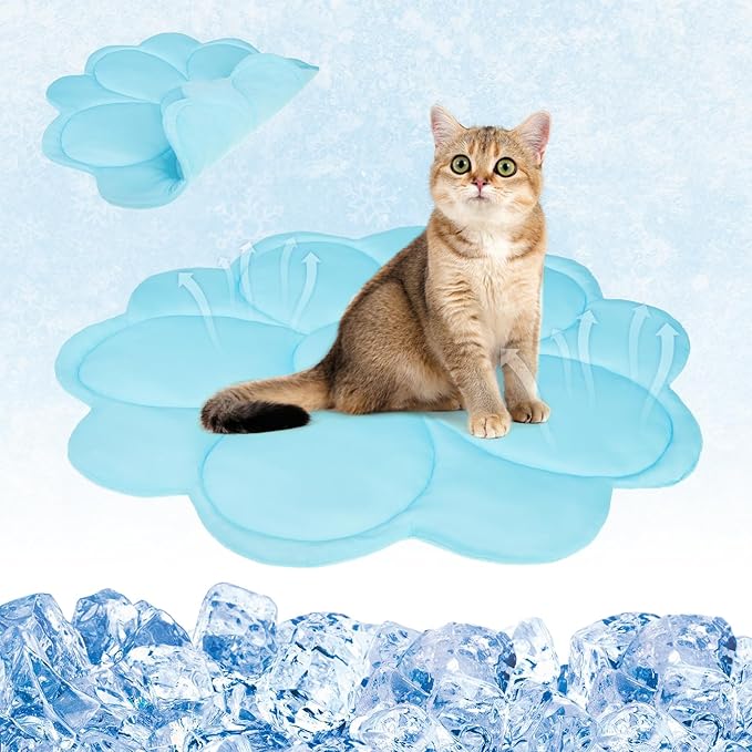 KOOLTAIL Cat Cooling Mat, Upgraded Two Sided Cooling Pad for Dogs Cats Puppy, Soft Summer Pet Sleeping Blanket Kennel to Keeping Cool, Washable Dog Mats for Crate Sofa Bed Outdoor Indoor, Flower Blue