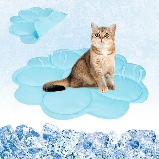 KOOLTAIL Cat Cooling Mat, Upgraded Two Sided Cooling Pad for Dogs Cats Puppy, Soft Summer Pet Sleeping Blanket Kennel to Keeping Cool, Washable Dog Mats for Crate Sofa Bed Outdoor Indoor, Flower Blue