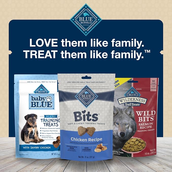 Blue Buffalo Bits Soft Dog Treats for Training, Made with Natural Ingredients & Enhanced with DHA, Chicken Recipe, 4-oz Bag, (Pack of 6)