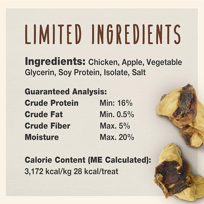 Cadet Gourmet Apple & Chicken Dog Treats Wraps - Healthy & Natural Chicken & Apple Dog Training Treats for Small & Large Breeds - Inspected & Tested in USA (28 oz.)