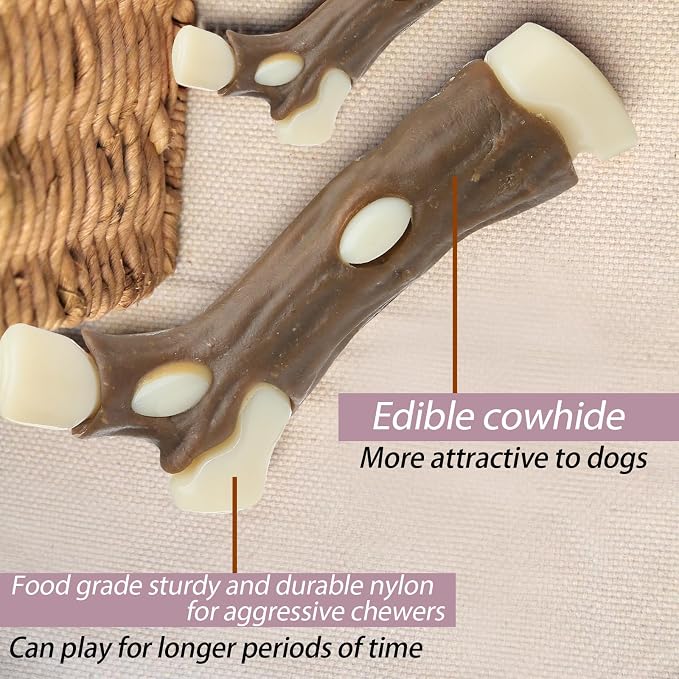 Dog Bones Chew Toys for Aggressive Chewers, 6 Pack Real Beef Flavor,Indestructible Dog Teething Chew Toys for Large/Medium/Small Puppies Breed,Tough Pet Toy with Durable Nylon