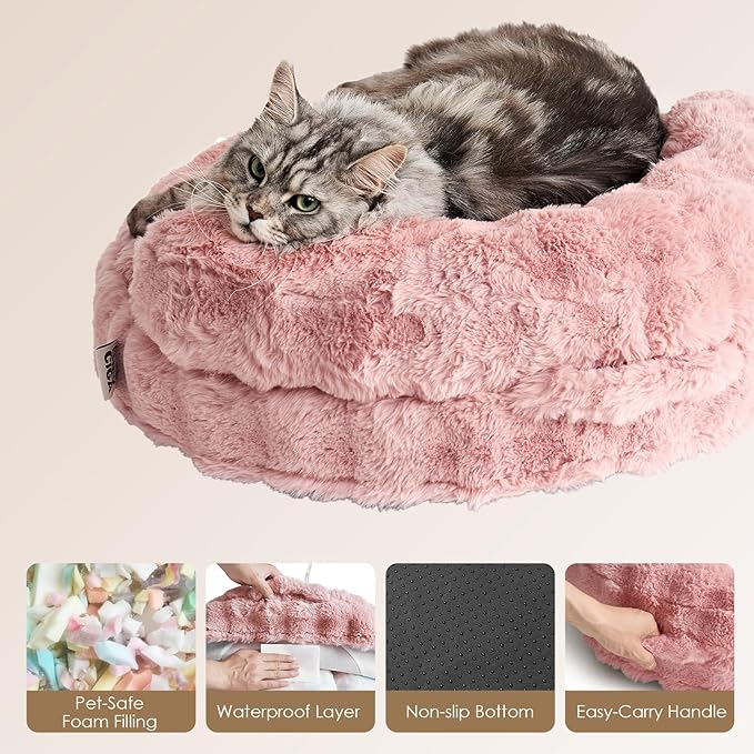 EHEYCIGA Soft Dog Couch Bed for Large Dog, Fluffy Medium Dog Bed with Removable Washable Cover, Bolster Pet Sofa, Waterproof and Non-Slip, 36" x 36"x 9", Pink