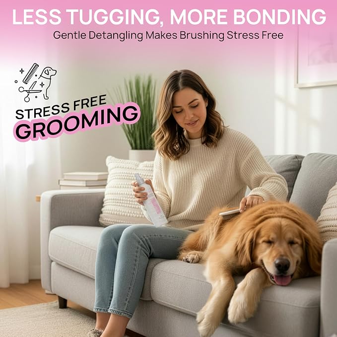 BioSilk for Dogs Silk Therapy Detangling and Shine Protecting Spray, pH Balanced Leave-in Mist with Silk and Vitamins for Dematting, Paraben-Free, All Coats and Breeds, 8 Fl Oz - 2 Pack