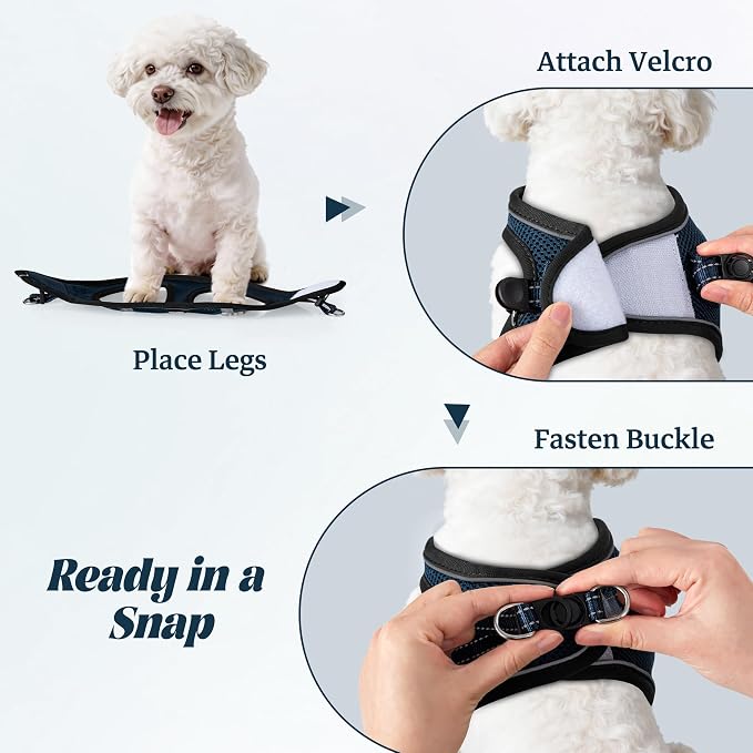 YIMEIS Dog Harness and Leash Set, No Pull Soft Mesh Pet Harness, Reflective Adjustable Puppy Vest for Small Medium Large Dogs, Cats (Navy & Black, Medium (Pack of 1)