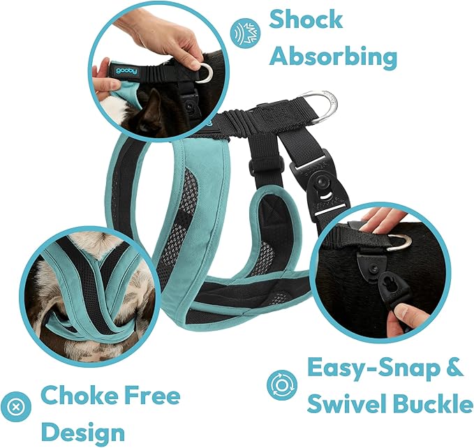 Gooby Comfort X One Dog Harness - Head-in Dog Harness for Small & Medium Sized Dogs - Escape-Free & Choke Free - Breathable Mesh, Shock Absorbing, Easy Snap & Swivel Buckles - Seattle Blue, X-Small
