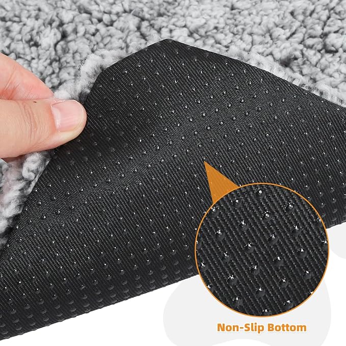 KOOLTAIL Self Warming Cat Bed, 4 Pack 18*24in Plush Extra Warm Self Heating Pet Pad for Crate, Floor, Indoor Outdoor, Non-Slip Upgraded Thermal Foil Puppy Kitten Mat with Removable Washable Cover,Grey