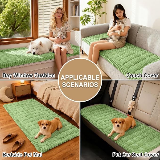 hyha Couch Cover for Dogs Washable, Non Slip Thick Flannel Sofa Protector, Pet Friendly Plush Furniture Cover for Sectional Sofa & Loveseat (Grass Green, 35.4" x 63")