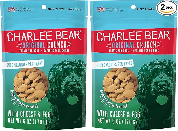 Charlee Bear Original Dog Treats, Cheese and Egg, 6 oz (Pack of 2)