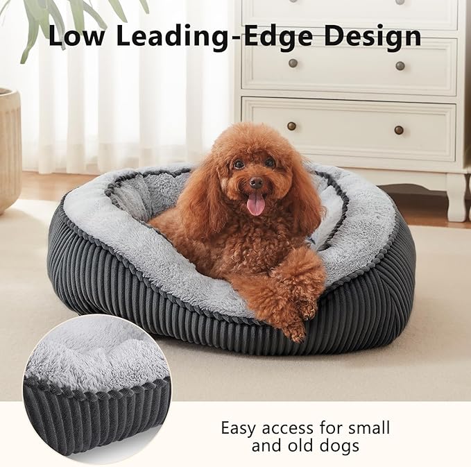 Dog Beds for Small Medium Large Dogs & Cats. Washable Pet Bed, Orthopedic Dog Sofa Bed, Soft Calming Sleeping Warming Puppy Bed (Grey, Medium-(25’’x 21’’x 8’’))