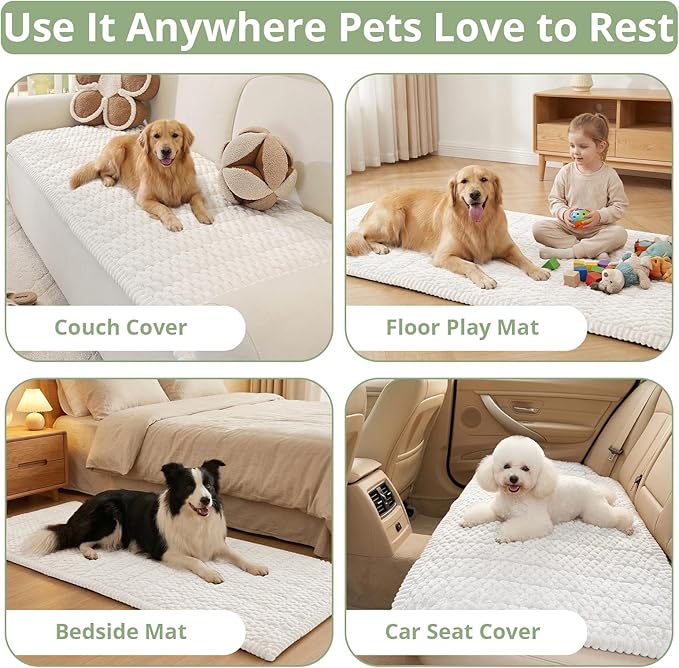 OstepDecor Couch Cover for Dogs, Washable Non Slip Sofa Cover for Pets, Soft Couch Covers for Sofa, Loveseat and Sectional, Furniture Protector Against Pet Hair & Scratches (35.4" x 35.4", White)
