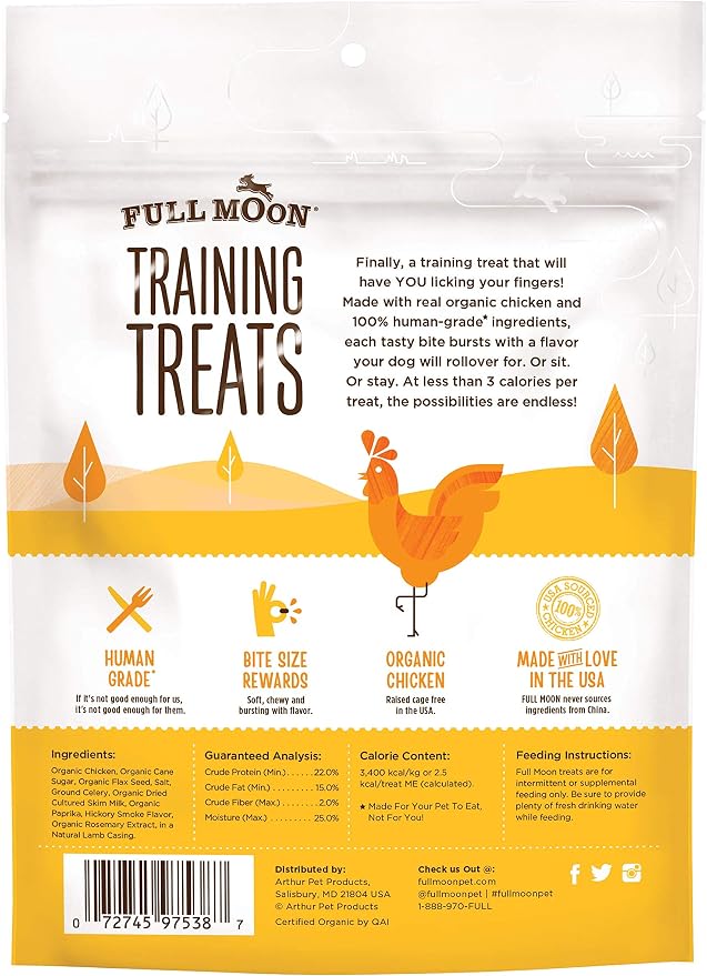 Full Moon USDA Organic Chicken Training_Treats Healthy All Natural Dog Treats Human Grade_Treats, 6 Ounce,175 Count (Pack of 2)