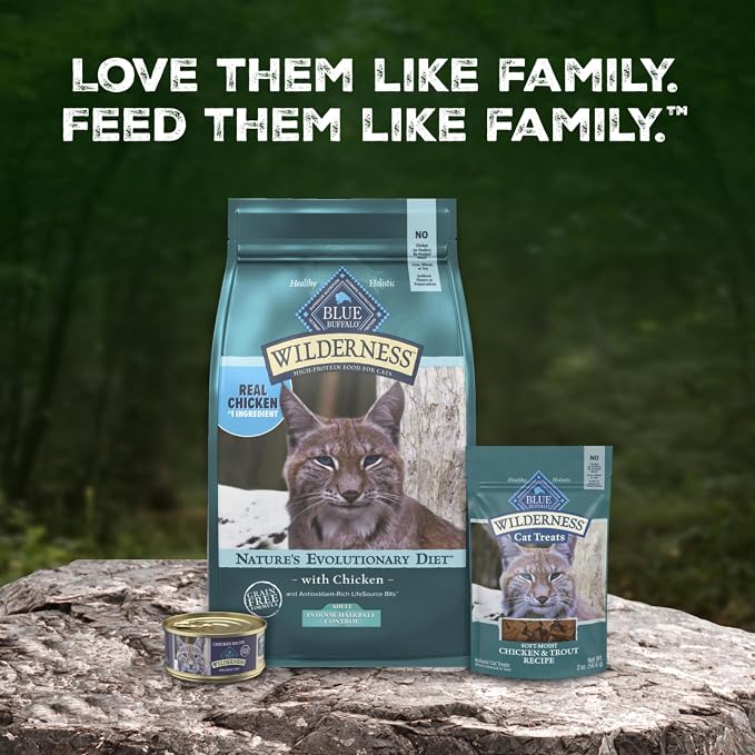 Blue Buffalo Wilderness Chicken Natural High-Protein Grain-Free Dry Food Hairball Control for Adult Indoor Cats, Real Chicken First, LifeSource Bits Support Immunity, Promotes Strong Muscles, 11 lbs.