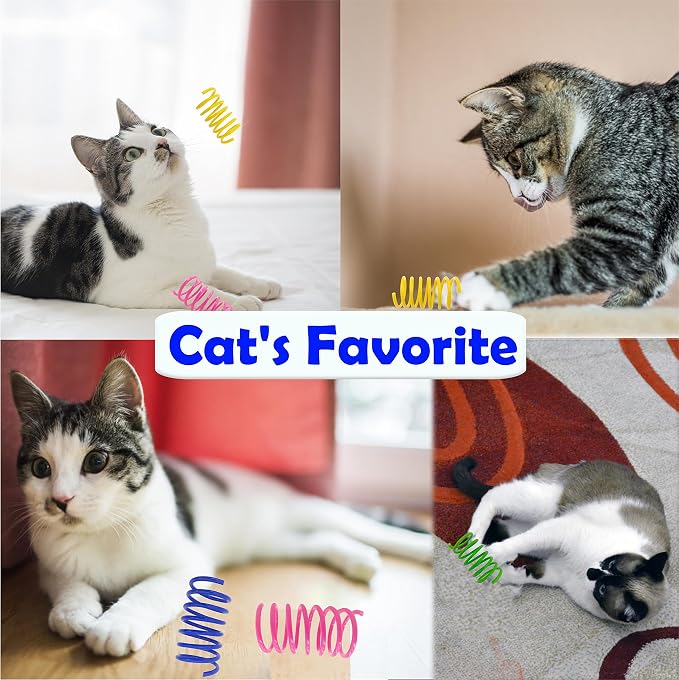 Cat Spring Toys 40 Packs Colorful Plastic Spring Coils Attract Cats to Swat, Bite, Cat Toys for Indoor Cats for All Breeds