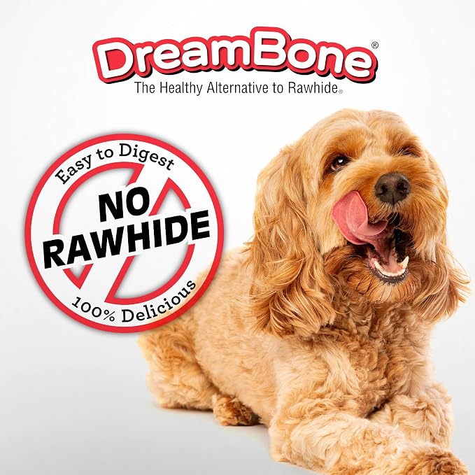 DreamBone Triple Flavor Twisties Dog Treats, Daily Rawhide-Free Chew, Digests Safely, with Real Protein, Beef, Pork, Chicken and Veggies, 25 Count