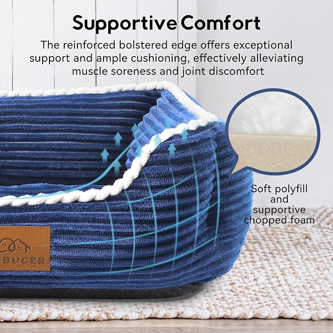 Zerbuger Orthopedic Dog Bed for Medium Dogs,Dog Sofa Beds Supportive Foam Pet Couch Bed with Removable Washable Mat and Nonskid Bottom (Medium, Blue)