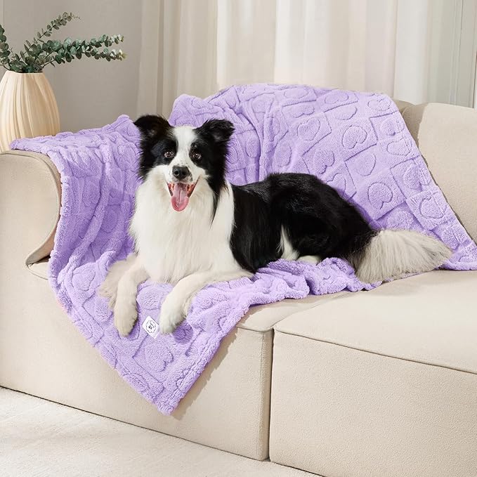 Luciphia Small Dog Blanket Washable Pet Bed Cover Soft Fluffy Puppy Blanket with Premium Fleece 300GSM Cozy Calming Cat Blankets for Indoor Cats Light Purple 41x31 inch