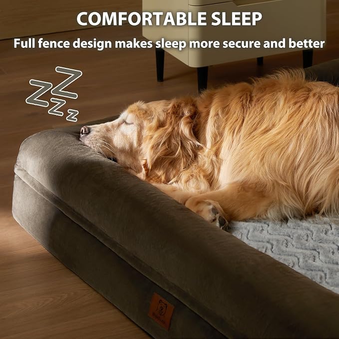 WNPETHOME XL Extra Large Dog Bed, Washable Dog Couch with Removable Waterproof Cover, Orthopedic Large Pet Sofa Bed with Bolster Sides for Sleeping