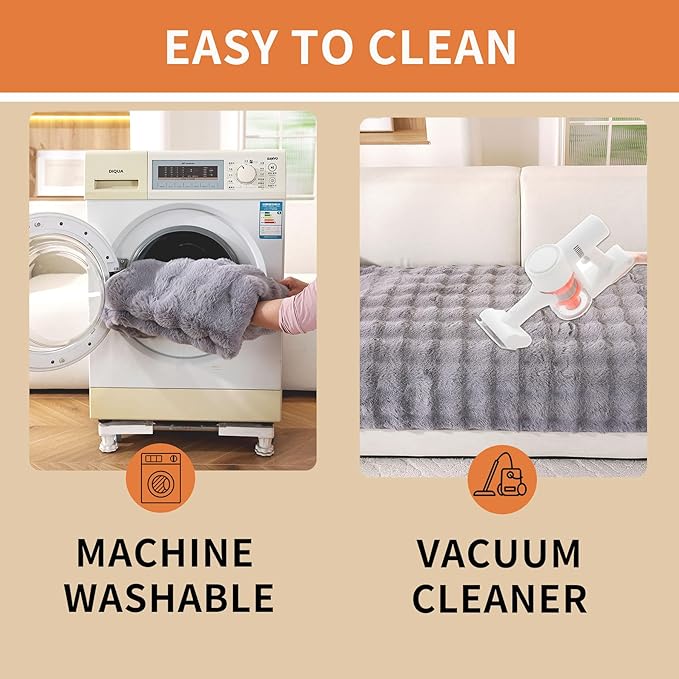 Waterproof Dog Bed Cover Non Slip Couch Covers for Dogs Washable Soft Faux Fur Sofa Cover Couch Covers for 3 Cushion Couch Sofa Pet Friendly (Grey, 24" x 24" 2 Pack)