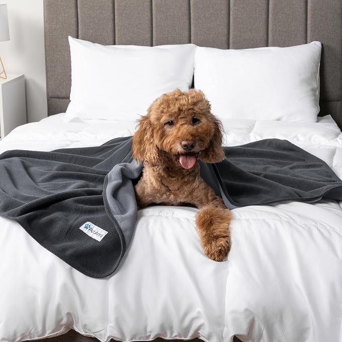 PetAmi Waterproof Dog Blanket for Couch, Pee Proof Reversible Cat Blanket for Sofa Bed Furniture Protector, Soft Fleece Washable Pet Throw for Dogs Cats Puppies Kittens, 40x60 Gray