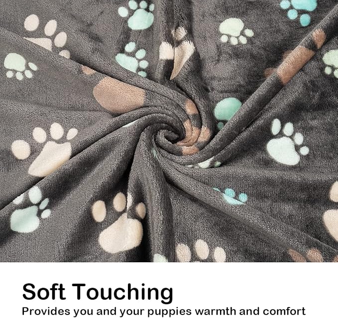 Dono 1 Pack 3 Dog Blankets for Small Dogs, Soft Fluffy Paw Print Pattern Fleece Pet Blanket Warm Sleep Mat, Puppy Kitten Blanket Doggy Mat for Dog Cat Kitten Doggy (40 * 30")