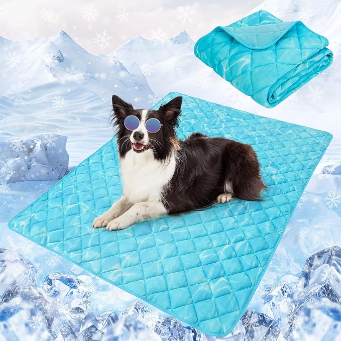 SCENEREAL Dog Cooling Mat for Small Meduim Breeds Dogs, 28"x40" Reversible Self- Cooling Mat for Summer Heat, Ice Cool Soft Pet Throw Blanket Use in Couch, Car, Seat, Bed- Machine Washable