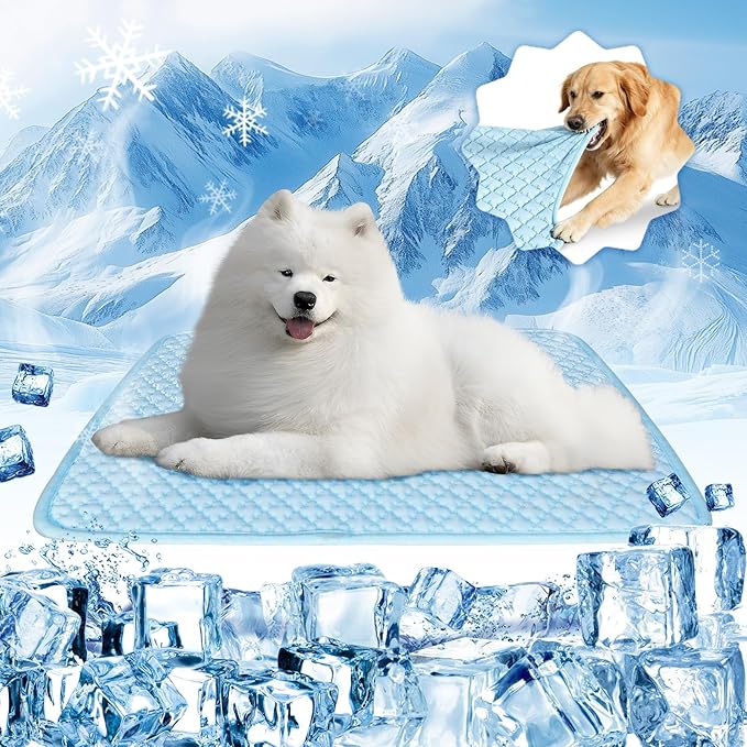 Dog Cooling Mat Thicken Cooling Mat for Dogs Self Cooling Chew Proof Dog Bed Mats Non-Slip Dog Bed Mats (Q-Max>0.5) for Indoor & Outdoor Car Seats