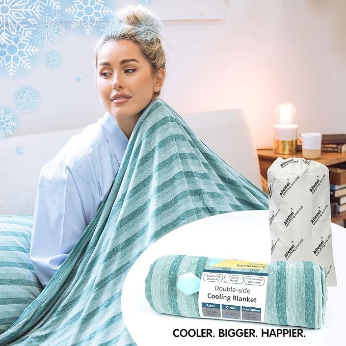 Ailemei Direct Cooling Blanket for Hot Sleepers,Double Sided Cold Effect,King Size Lightweight Breathable Summer Blankets for Bed,Transfer Heat to Keep Body Cool for Night Sweats,108"x90"