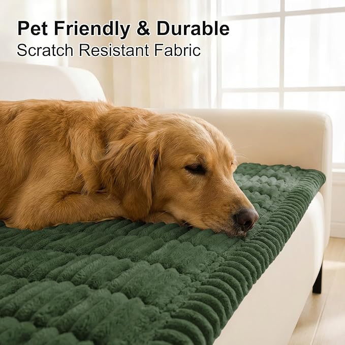Smiry Couch Cover for Dogs, Non Slip Washable Sofa Protector for Pets, Soft Furniture Cover for Pet, Stylish Sofa Covers, Cozy Protect Against Fur, Dirt & Everyday Messes (Dark Green, 27.6" x 47")