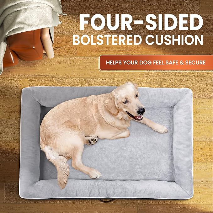 Upvilla XXL Orthopedic Dog Bed, Four-Sided Cushioned Egg-Shaped Foam Dog Sofa, Waterproof Removable Cover, Pet Sofa Bed with Non-Slip Base, Giant Dog Bed,Gray