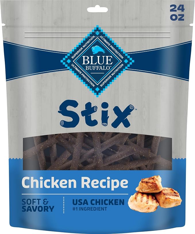 Blue Buffalo Chicken Stix Pepperoni-Style Dog Treats, Soft & Meaty Dog Snacks Made in the USA with Real Chicken & Natural Ingredients and Enhanced with Vitamins, Minerals, & Other Nutrients, 24 oz.