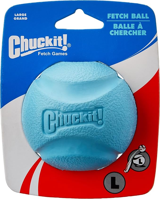 Chuckit! High-Bounce Rubber Fetch Ball, Large (3 Inch), Pack of 1, Assorted Colors, For Large Breeds