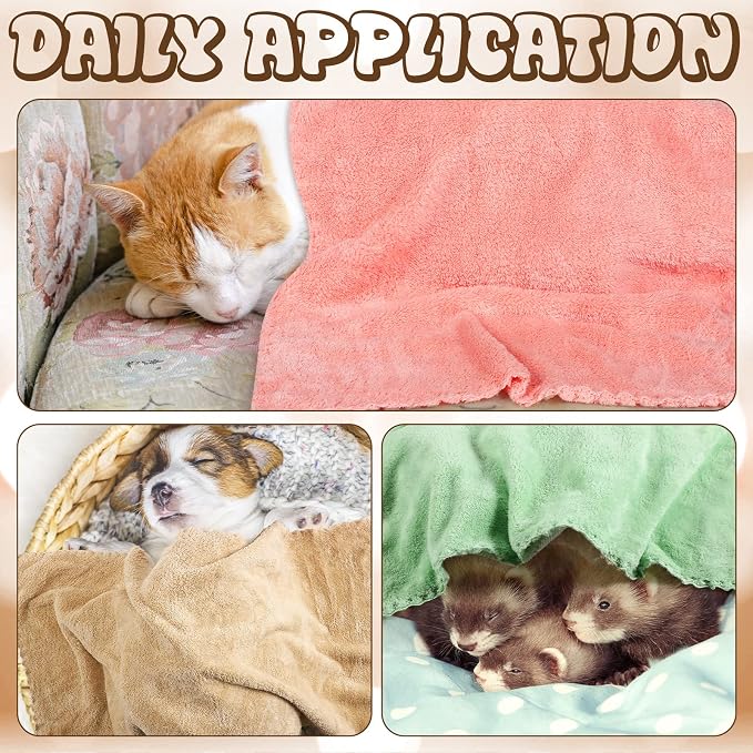 48 Pcs 24 Pcs Guinea Pig Fleece Bedding Blankets Bulk Washable Small Animal Fleece Cage Liners Pet Wash Cloth Sleeping Mat Cover for Hamster Chinchilla Rabbit Hedgehog (14 x 30 Inch,Multicolor)