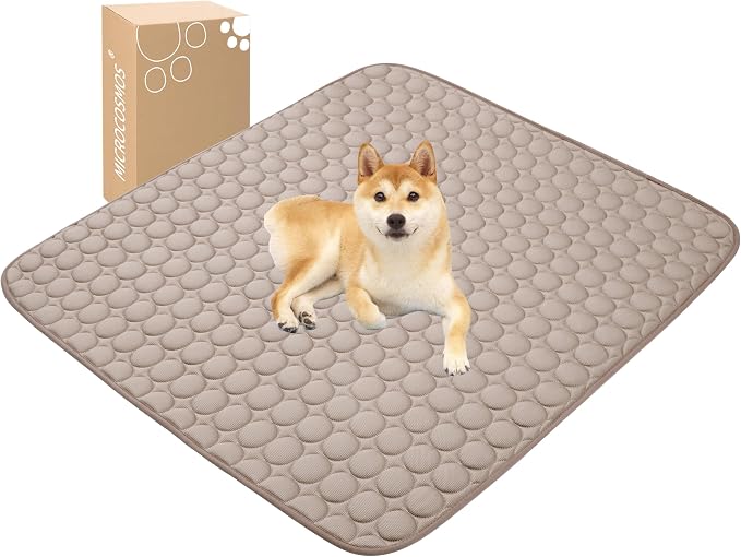 MICROCOSMOS Summer Cooling Mat & Sleeping Pad- Water Absorption Top, Materials Safe, Easy Carry, EZ Clean. Keep Cooling for Pets, Kids and Adults.(Brown, 48" x48")