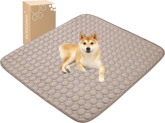MICROCOSMOS Summer Cooling Mat & Sleeping Pad- Water Absorption Top, Materials Safe, Easy Carry, EZ Clean. Keep Cooling for Pets, Kids and Adults.(Brown, 48" x48")