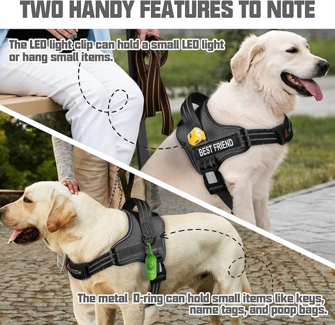 AUROTH Dog Harness and Leash Set, Soft Padded Service Dog Vest with 5.25FT Dog Leash, No Choke, Easy On Pet Vest, Adjustable Reflective No Pull Dog Harness Small Sized Dog, Easy Walking and Training