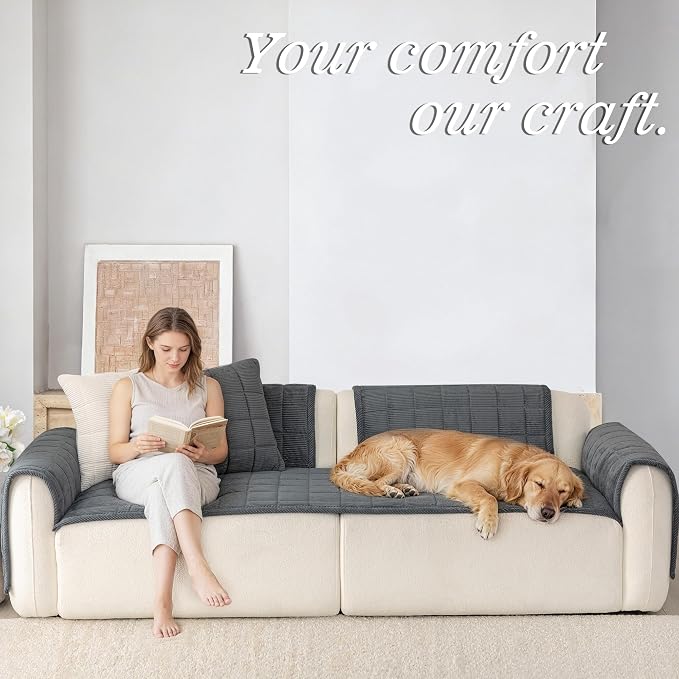 Premium Washable Couch Cover for Dogs, Non Slip Sectional Sofa Protector for L Shape Couch,Dog Couch Cover for Waterproof(1PC/27.6"x27.6",Dark Grey)
