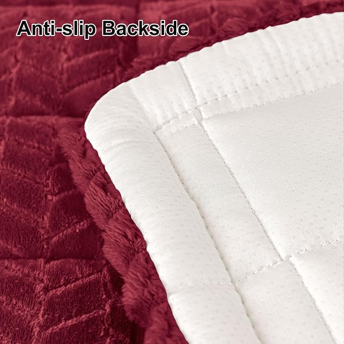 Smiry Couch Cover for Dogs, Non Slip Fuzzy Pet Sofa Covers Washable for 3 Cushion Couch, Soft Thick Furniture Protector for Cats Dogs, Against Fur, Dirt, Scratch Resistant (Red, 35.4"x82.7")
