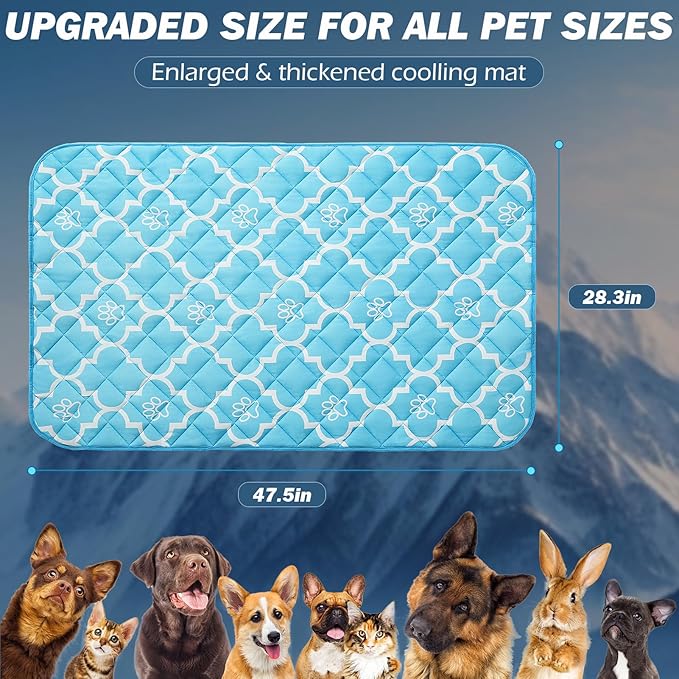 EXPAWLORER Dog Cooling Mat-28.3''*47.2'' Upgraded Extra Large Cooling Pad for Dog Dogs Cats Pets in Summer Keep Cool,Washable,Non-Slip Blanket for Grate Sofa Bed Outdoor