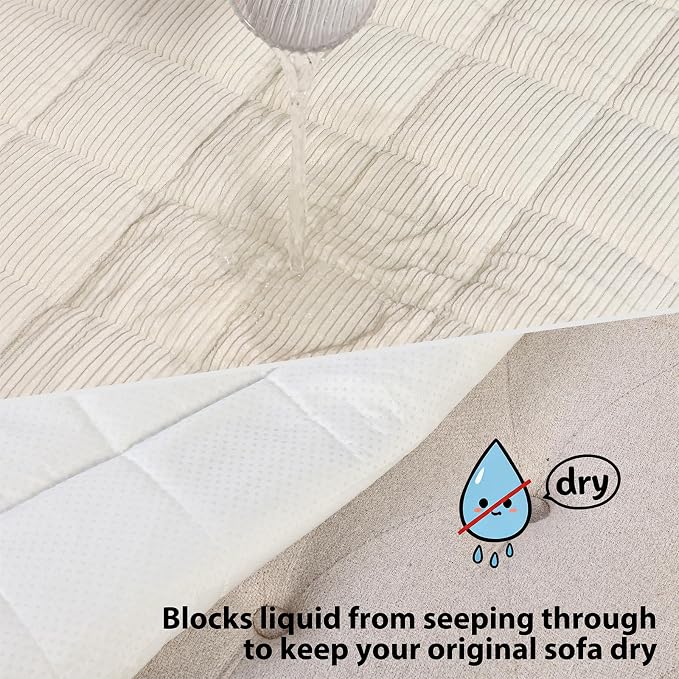 Fixwal Pet Couch Cover Washable Waterproof Non-Slip, Pet-Friendly Sofa Mat for Couches, Soft Sofa Protector for Pets (1PC, Beige White, 27.6" x 59")