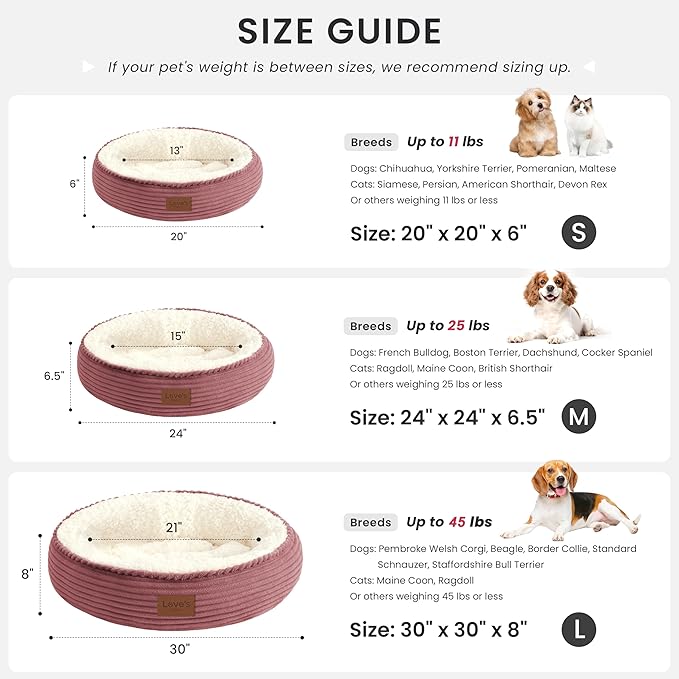 Love's cabin Round Donut Cat and Dog Cushion Bed, 30in Pet Bed for Medium or Large Dogs, Anti-Slip & Water-Resistant Bottom, Soft Durable Fabric Pet Beds, Washable Calming Cat Bed, Dusty Rose