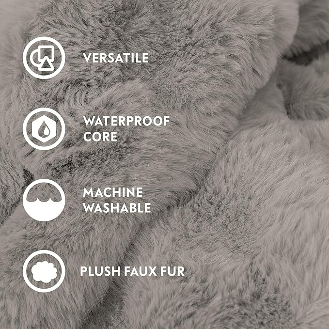 Paw Inspired Waterproof Dog Blanket, Soft Faux Fur Throw with Fur-Resistant Fleece, Washable Pet Blanket, Waterproof Protection for Couch, Bed, Furniture, Crate, Car (60x50, Gray)