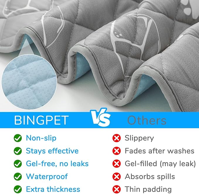 BINGPET Dog Cooling Mat, 35''x23'' Large Upgraded Thickened Cooling Fiber Endothermic Color Changing Pad, Non-Slip Summer Pet Blanket, Foldable Washable Non-Toxic Pet Mat for Indoor Outdoor Use