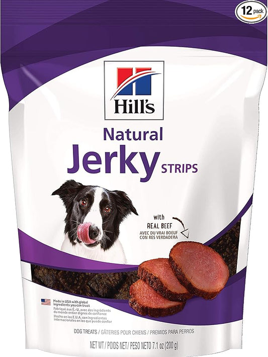 Hill's Natural Jerky Strips Dog Treats, Beef, 7.1 oz. Bag (Pack of 12)