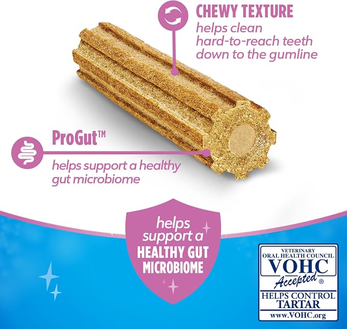 DentaLife Plus Digestive Support Dog Treats for Large Dogs 40 lbs. and up, Cleans Teeth, Freshens Breath, & Supports Healthy Gut, Chicken & Pumpkin Flavor, 22.6 oz., 19 Chews - 19 ct. Pouch