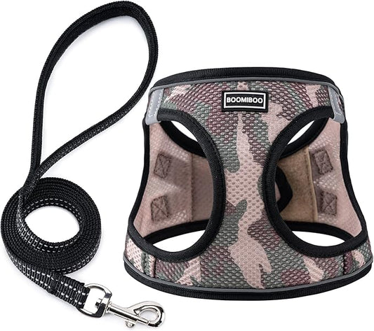 Dog Harness with Leash Set, No Pull Adjustable Reflective Step-in Puppy Pet Vest Harnesses for Small Medium Large Dogs and Cats,Camo Set XXS